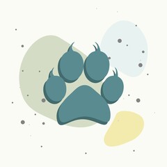 Vector icon animal paw imprint. Paw illustration on multicolored background.