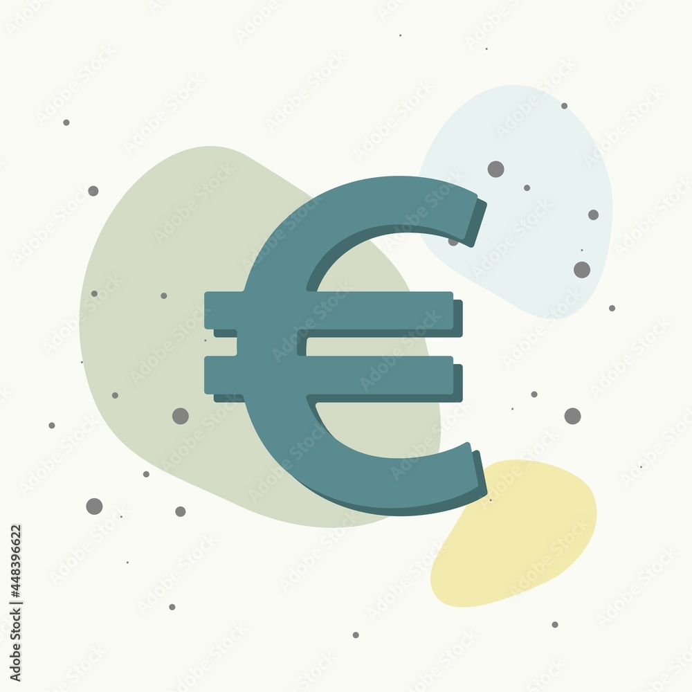 Poster vector image of the euro sign on multicolored background.