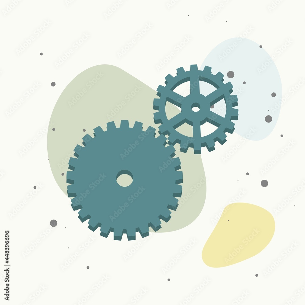 Poster vector icon two gears. illustration gears in motion on multicolored background.