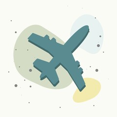 Aircraft or airplane icon on multicolored background.