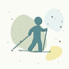 Vector sport icon. Vector skier sportsman on multicolored background.