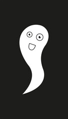 Simple flat ghost illustration. Halloween vector icon. Cute cartoon characters.