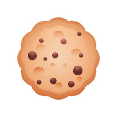 Round cookies with chocolate chips. Cartoon icon on a white background. Cooking. Culinary background. Vector illustration of a cartoon. White background. Vector icon. Isolated vector illustration.