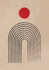 Boho poster. Vector illustration. Hand drawn art. Abstract posters set. Contemporary backgrounds. Mid century wall decor. Design elements for postcard, book cover, flyer, brochure, gift card.