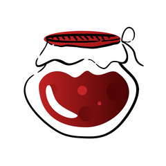 vector illustration with jar of red, orange jam on white background