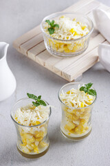 Jasuke, sweet corn snacks topping with grated cheese