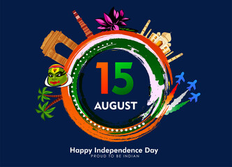 vector illustration of 15th August india Happy Independence Day.