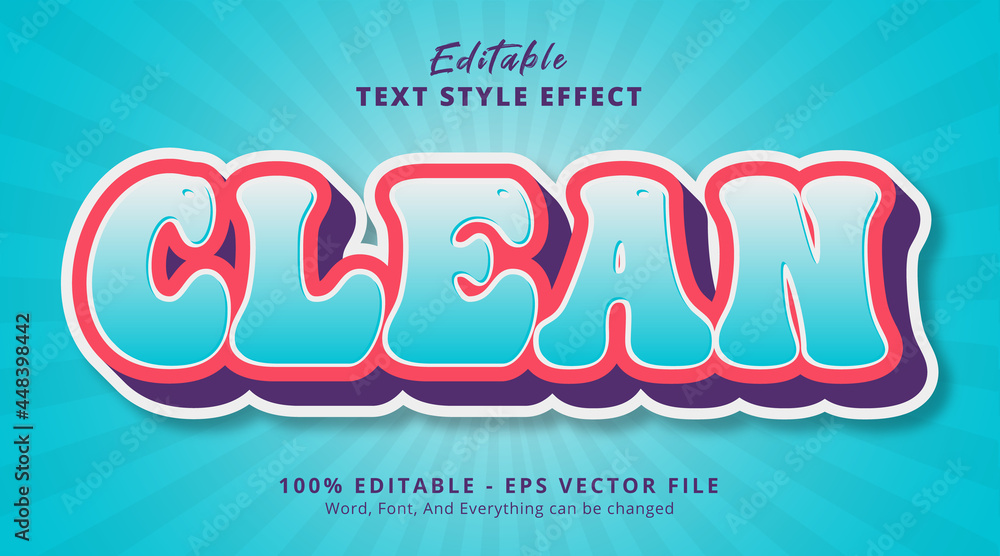 Aufkleber clean text on fancy color combination text effect, editable text effect