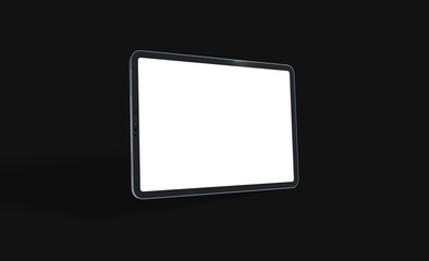 3D tablet with empty screen isolated digital black