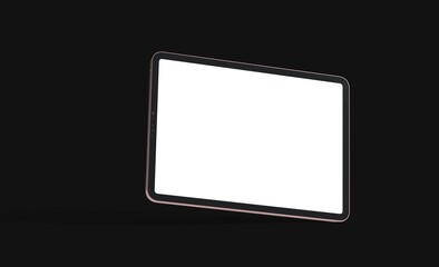 3D tablet with empty screen isolated digital black