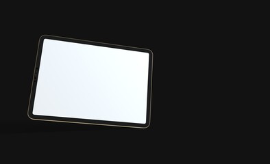 Photo Black tablet computer with blank 3d black background