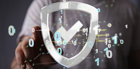 Information technology protected with firewall, secure access and encryption against cyber