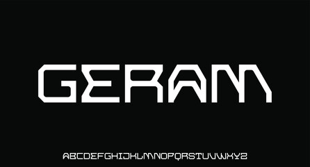  futuristic modern geometric with sharp edges font	
