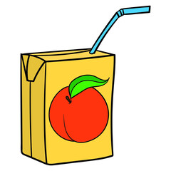 juice bag with straw. peach ice tea.