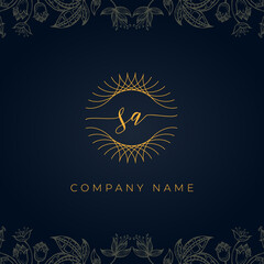 Elegant luxury letter SA logo.