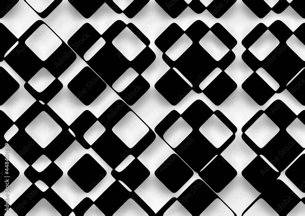 Poster checkered squares 3d abstract pattern design in black and white