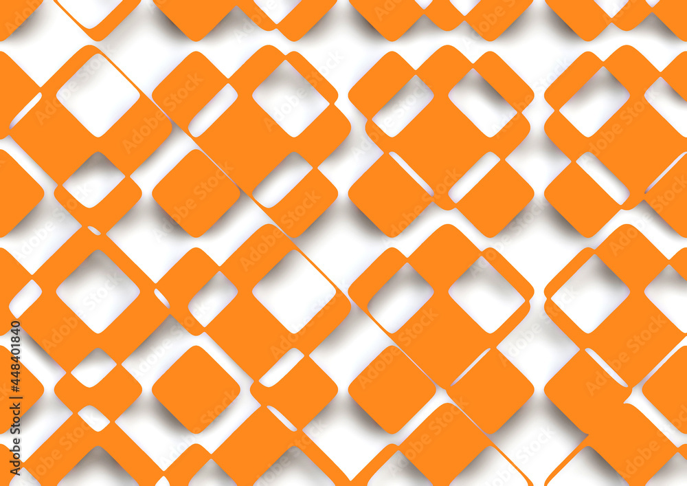 Poster checkered squares 3d abstract pattern design in orange and white