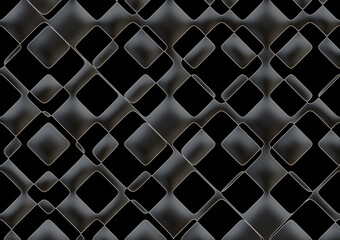 Dark checkered squares 3D embossed abstract pattern in black and grey