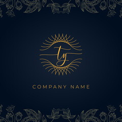 Fototapeta na wymiar Elegant luxury letter TY logo.