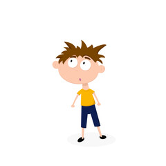 Surprised little boy isolated on white background. vector illustration