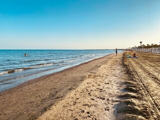 Cyprus sandy beach waves view