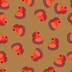 pattern, red shoes on brown background, vector illustration,
