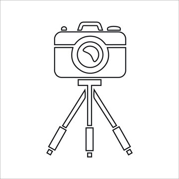 Photography, camera, filming, video making, videography outline icon. 