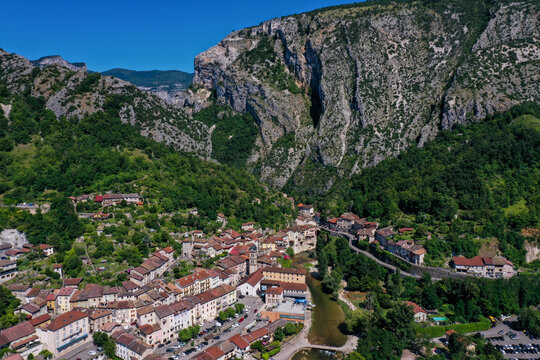 Aerial View On The City Of Pont En Royans