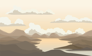 landscape wallpaper , illustration Minimalist style.