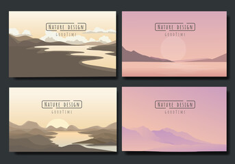 landscape illustration set, Vector banners set with polygonal landscape illustration