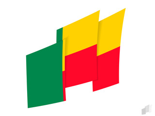 Benin flag in an abstract ripped design. Modern design of the Benin flag.