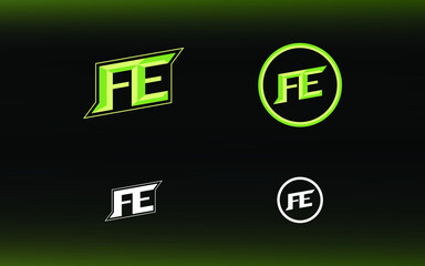 Initials FE logo with a bright color is suitable for E sports teams and others