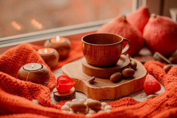 cup with autumn decor