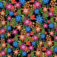 Rainbow florals with black background