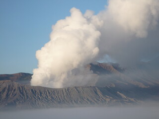 smoke from the volcano