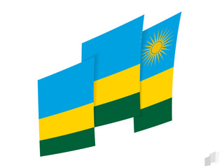 Rwanda flag in an abstract ripped design. Modern design of the Rwanda flag.