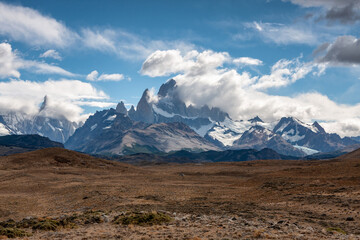 Mount Fitz Roy cerro. Los glaciares National Park, El Chalten, Patagonia Argentina. South america best travel destination for climbing and hiking in the mountains.	
