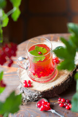 natural vitamin tea with fresh red currant berries, summer fruit harvest, abundance
