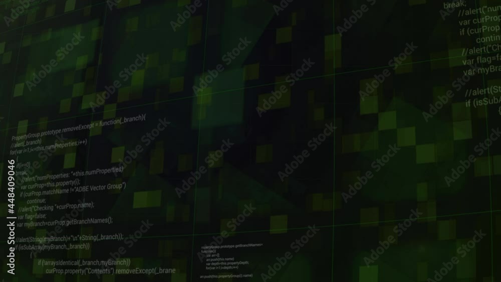 Poster 3d visualization of dark green data transmission, virtual industry, seamless loop. motion. hi tech b