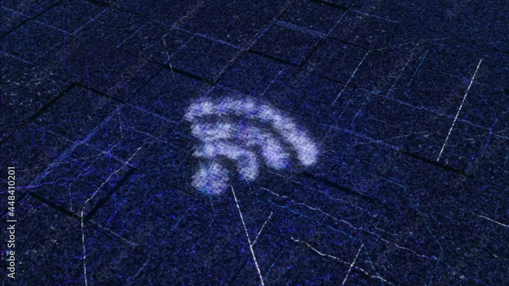 Aufkleber animation of running flickering dots on a circuit board. animation. a wifi sign or internet symbol a