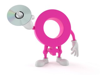 Female gender symbol character holding cd disc