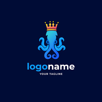 abstract squid octopus king kraken gradient minimalist logo