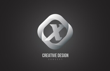 X grey black alphabet letter logo icon. Creative design for company and business