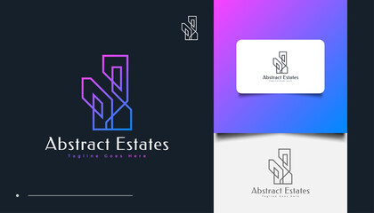 Abstract and Futuristic Real Estate Logo Design with Line Style. Construction, Architecture or Building Logo Design