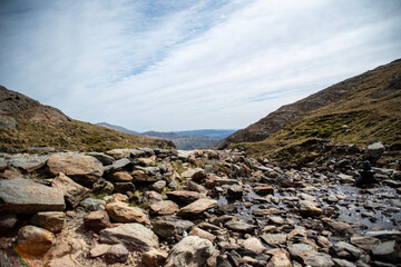 Rocky stream en route to Snowdon summit via miners track