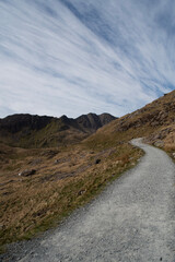 Miners hiking trail leading to the peak of Mount Snowdon