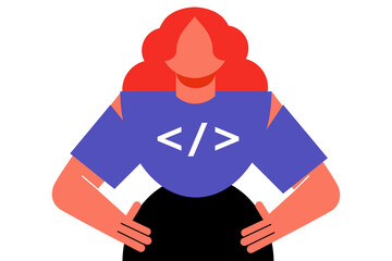 Women in STEM. Female coders. Bridging the gender gap. Colored flat vector illustration isolated on white background