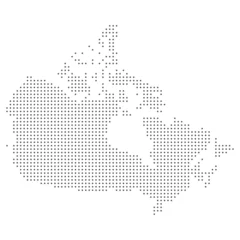 Fotobehang Map of Canada. Silhouette of Canada country map. Halftone dots Vector illustration. © brovkoserhii