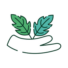 hand with leafs plant