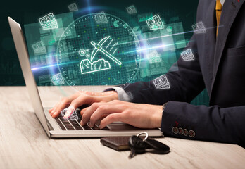 Fototapeta premium business hand working in stock market